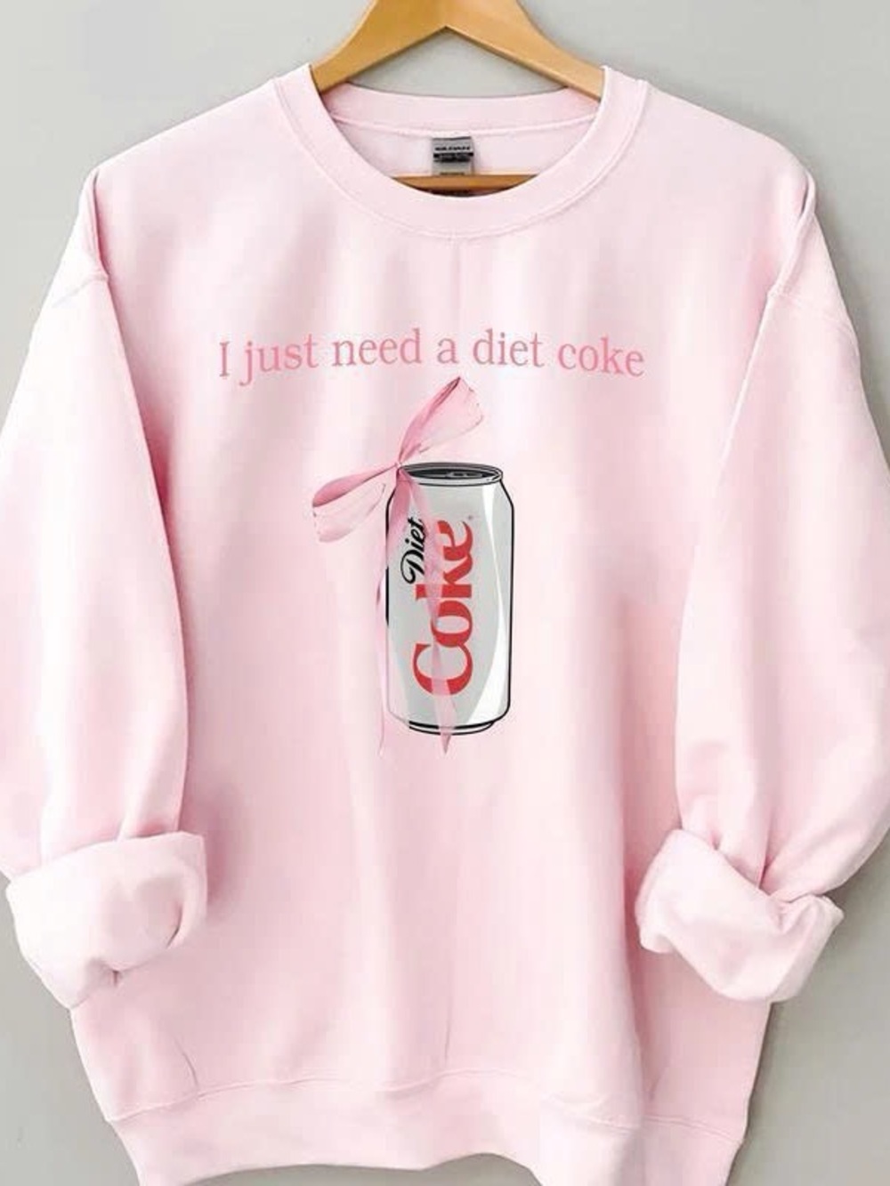 Pink Crewneck Sweatshirt with Soda Can Graphic